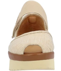 L'Amour Des Pieds Amadour Linen Platform Wedge Peep Toe Pumps