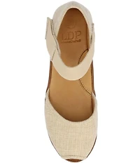 L'Amour Des Pieds Amadour Linen Platform Wedge Peep Toe Pumps