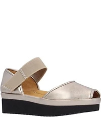 L'Amour Des Pieds Amadour Metallic Leather Platform Wedge Peep Toe Pumps
