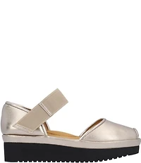 L'Amour Des Pieds Amadour Metallic Leather Platform Wedge Peep Toe Pumps