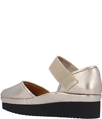 L'Amour Des Pieds Amadour Metallic Leather Platform Wedge Peep Toe Pumps