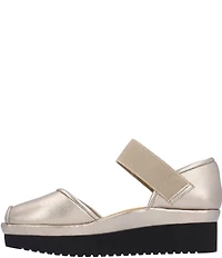 L'Amour Des Pieds Amadour Metallic Leather Platform Wedge Peep Toe Pumps