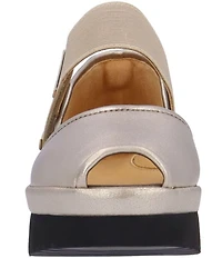 L'Amour Des Pieds Amadour Metallic Leather Platform Wedge Peep Toe Pumps