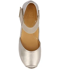 L'Amour Des Pieds Amadour Metallic Leather Platform Wedge Peep Toe Pumps