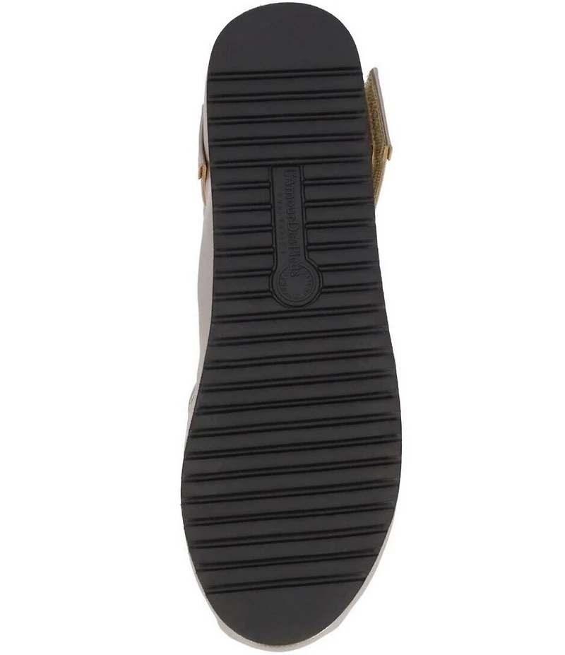 L'Amour Des Pieds Amadour Metallic Leather Platform Wedge Peep Toe Pumps