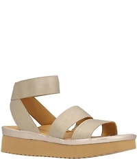 L'Amour Des Pieds Avaleena Stretch Elastic Ankle Strap Platform Wedge Sandals
