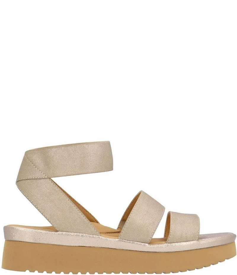 L'Amour Des Pieds Avaleena Stretch Elastic Ankle Strap Platform Wedge Sandals