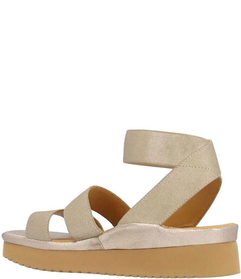 L'Amour Des Pieds Avaleena Stretch Elastic Ankle Strap Platform Wedge Sandals
