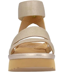 L'Amour Des Pieds Avaleena Stretch Elastic Ankle Strap Platform Wedge Sandals