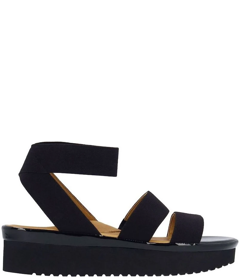 L'Amour Des Pieds Avaleena Stretch Elastic Ankle Strap Platform Wedge Sandals
