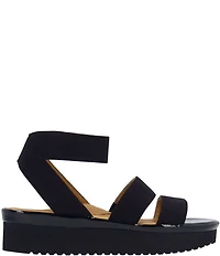 L'Amour Des Pieds Avaleena Stretch Elastic Ankle Strap Platform Wedge Sandals