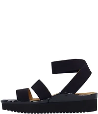 L'Amour Des Pieds Avaleena Stretch Elastic Ankle Strap Platform Wedge Sandals