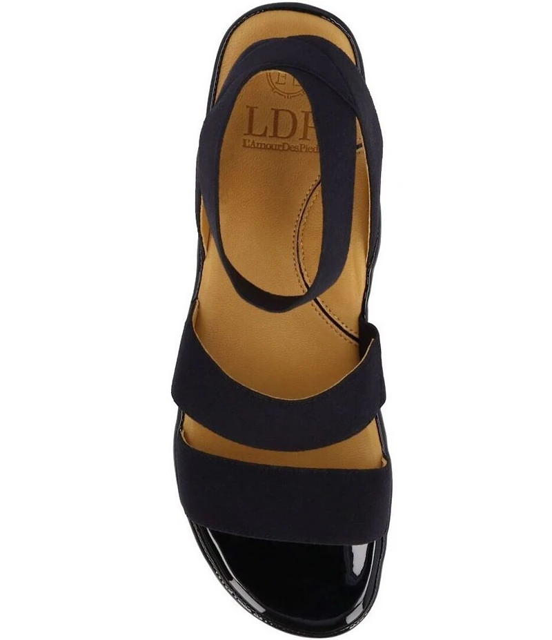 L'Amour Des Pieds Avaleena Stretch Elastic Ankle Strap Platform Wedge Sandals