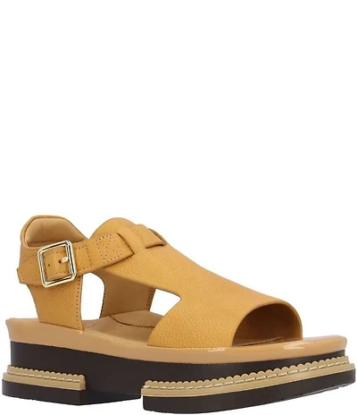 L'Amour Des Pieds Aveeva Leather Block Heel Platform Sandals