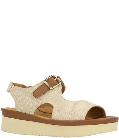 L'Amour Des Pieds Azenor Linen Platform Wedge Sandals