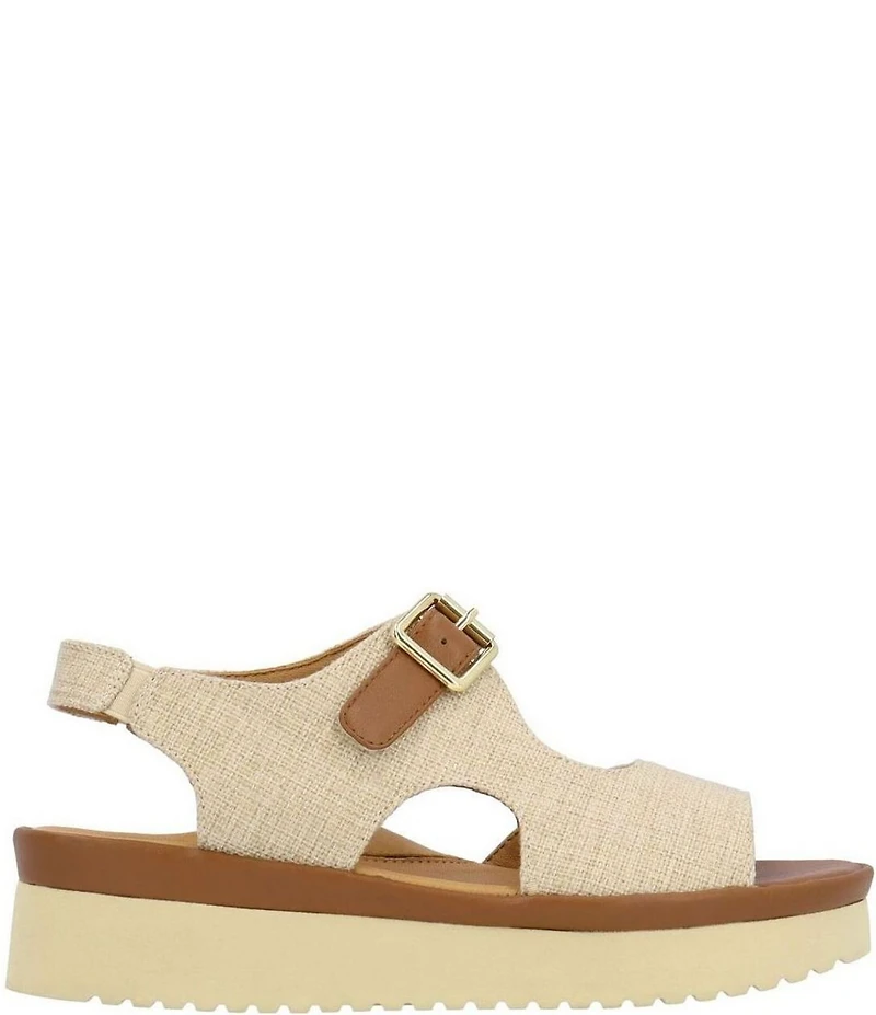 L'Amour Des Pieds Azenor Linen Platform Wedge Sandals