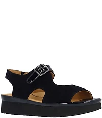 L'Amour Des Pieds Azenor Suede and Patent Platform Wedge Sandals