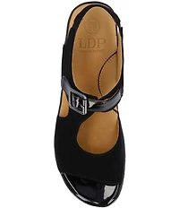 L'Amour Des Pieds Azenor Suede and Patent Platform Wedge Sandals