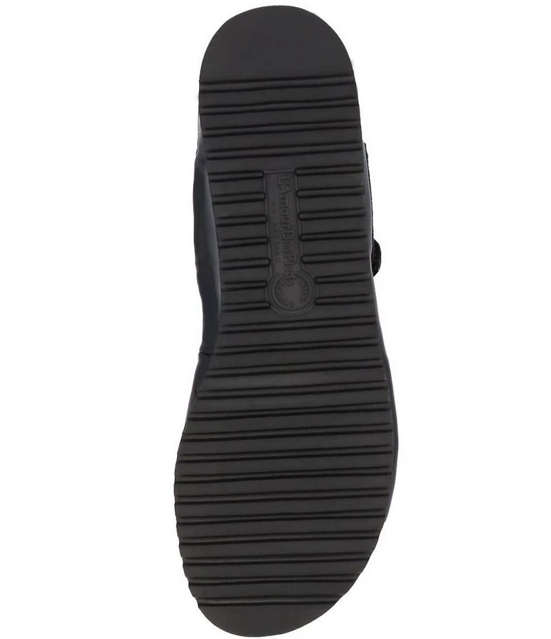 L'Amour Des Pieds Azenor Suede and Patent Platform Wedge Sandals