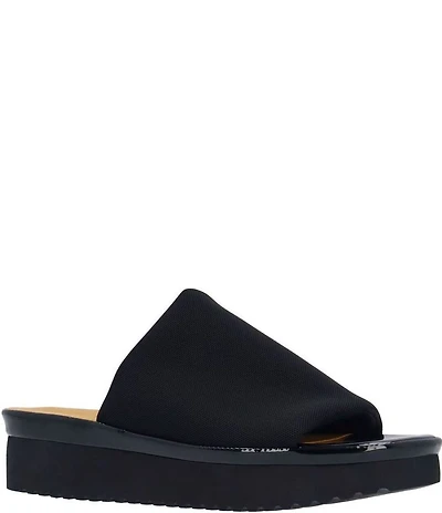 L'Amour Des Pieds Azisa Stretch Mesh Platform Wedge Slide Sandals