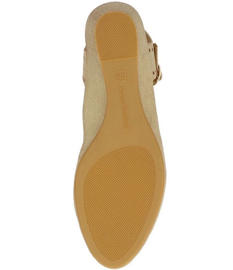 L'Amour Des Pieds Brenn Metallic Suede Perforated Ankle Wrap Wedge Sandals