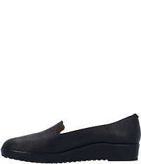L'Amour Des Pieds Carlow Leather Slip On Platform Wedge Loafers