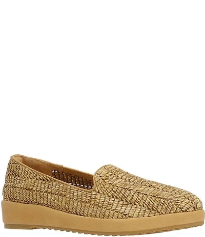 L'Amour Des Pieds Carlow Woven Raffia Platform Wedge Loafers