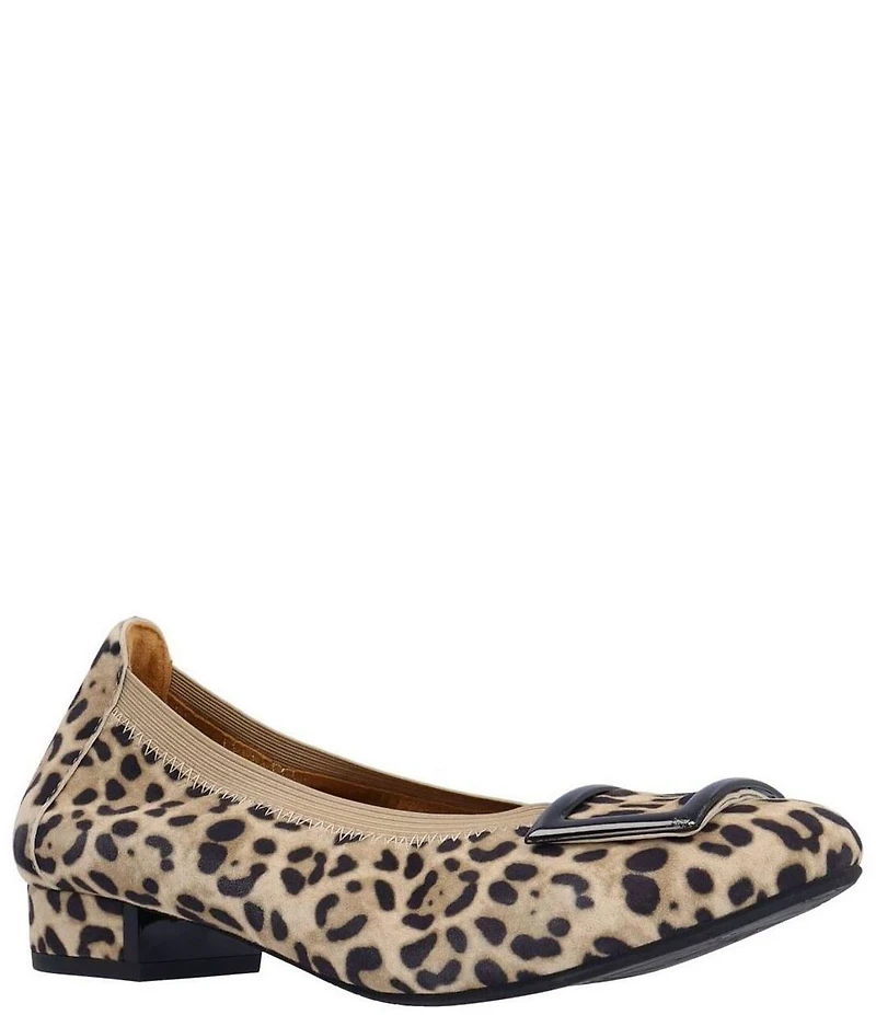 L'Amour Des Pieds Floella Leopard Print Suede Buckle Ornamented Pumps