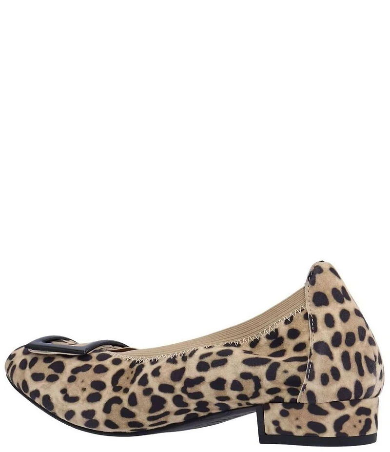 L'Amour Des Pieds Floella Leopard Print Suede Buckle Ornamented Pumps