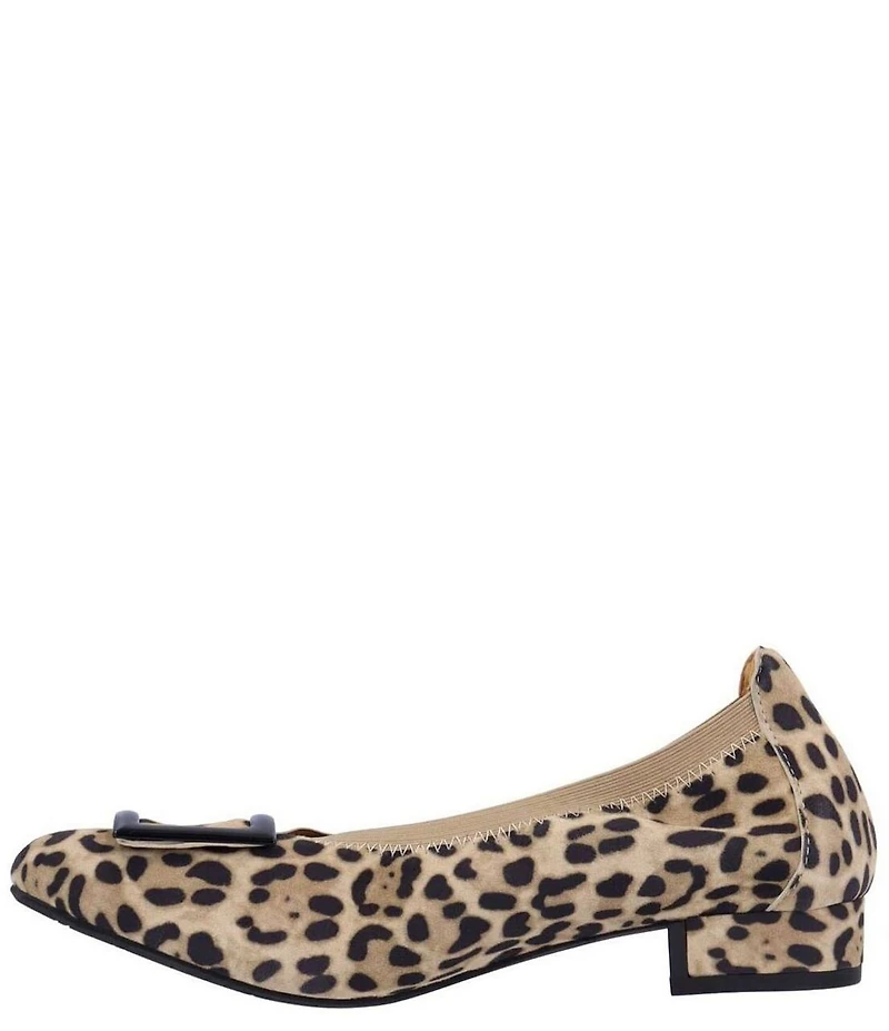 L'Amour Des Pieds Floella Leopard Print Suede Buckle Ornamented Pumps