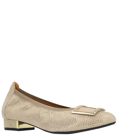 L'Amour Des Pieds Floella Metallic Dot Print Suede Buckle Ornamented Pumps