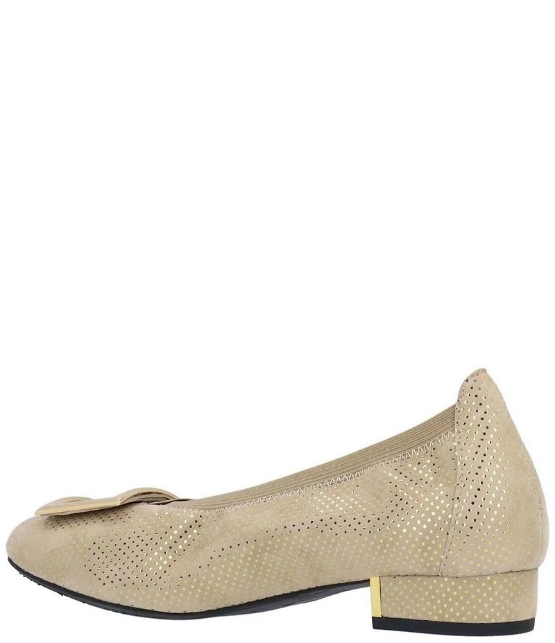 L'Amour Des Pieds Floella Metallic Dot Print Suede Buckle Ornamented Pumps