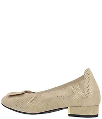 L'Amour Des Pieds Floella Metallic Dot Print Suede Buckle Ornamented Pumps