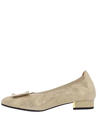 L'Amour Des Pieds Floella Metallic Dot Print Suede Buckle Ornamented Pumps