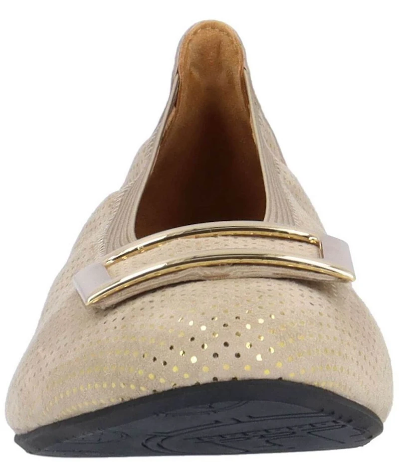 L'Amour Des Pieds Floella Metallic Dot Print Suede Buckle Ornamented Pumps
