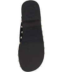 L'Amour Des Pieds Gracen Suede Leopard Print Calf Hair Tassel Studded Clog Mules