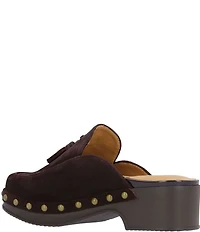 L'Amour Des Pieds Gracen Suede Studded Tassel Clogs