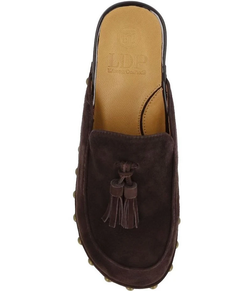 L'Amour Des Pieds Gracen Suede Studded Tassel Clogs