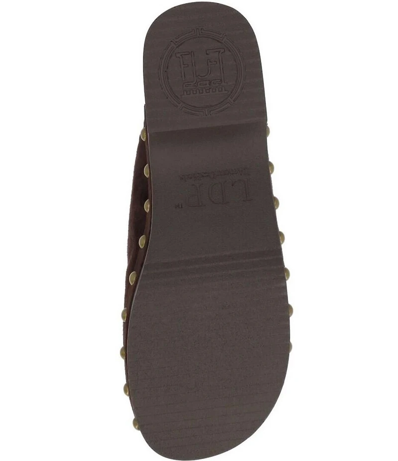 L'Amour Des Pieds Gracen Suede Studded Tassel Clogs