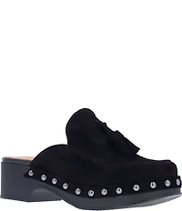 L'Amour Des Pieds Gracen Suede Studded Tassel Clogs