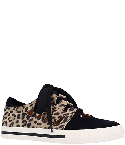 L'Amour Des Pieds Kanav Leopard Print Suede Lace Up Sneakers