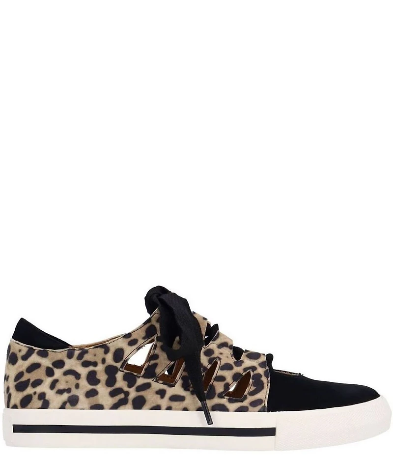 L'Amour Des Pieds Kanav Leopard Print Suede Lace Up Sneakers