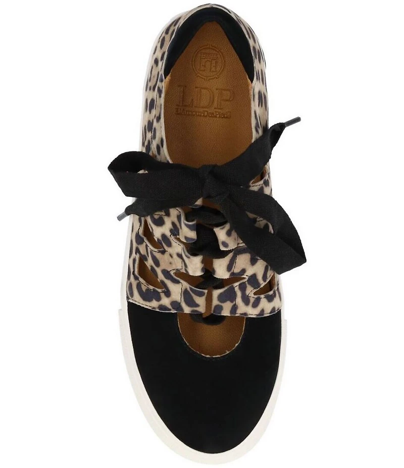 L'Amour Des Pieds Kanav Leopard Print Suede Lace Up Sneakers