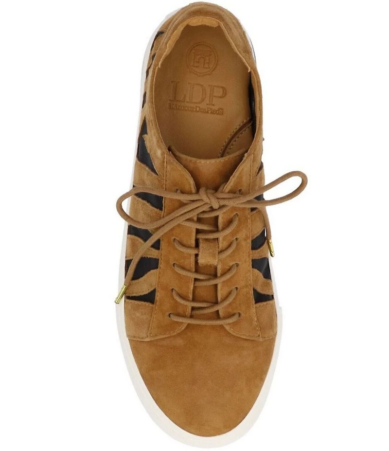 L'amour Des Pieds Keaton Suede and Mesh Lace Up Sneakers