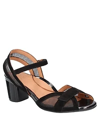 L'Amour Des Pieds Mahiya Suede and Mesh Block Heel Dress Sandals