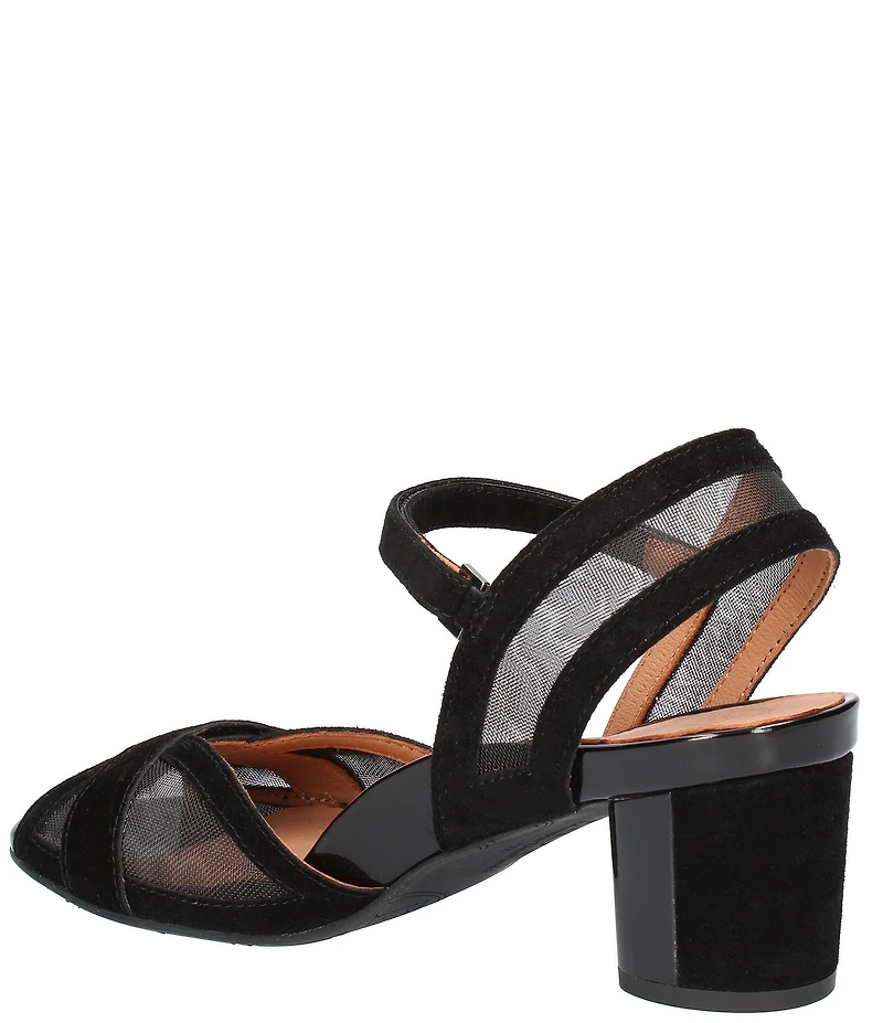 L'Amour Des Pieds Mahiya Suede and Mesh Block Heel Dress Sandals