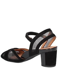 L'Amour Des Pieds Mahiya Suede and Mesh Block Heel Dress Sandals