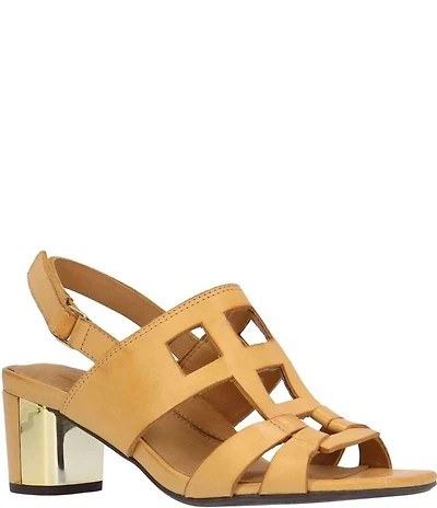 L'Amour Des Pieds Marise Leather Slingback Block Heel Sandals