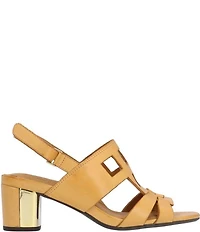 L'Amour Des Pieds Marise Leather Slingback Block Heel Sandals