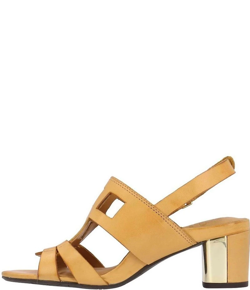 L'Amour Des Pieds Marise Leather Slingback Block Heel Sandals